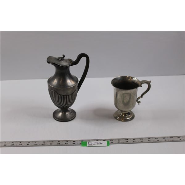 Vintage E.P.B.M 404 Silver Lidded Pitcher & 1 Pint Goblet (Unknown Maker)