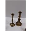 Image 3 : (5 pcs) Brass - (2) Candle Sticks, Mouse, Heart Bowl w/Handle & Tear Drop Dish