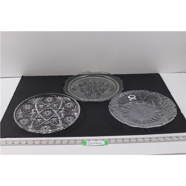 (3) Glass Serving Platters