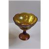 Image 2 : Vintage AMBER CARNIVAL GLASS PEDESTAL BOWL with Grapes IRIDESCENT 8-1/2" High & Lenox "Serenade" Rou