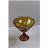 Image 3 : Vintage AMBER CARNIVAL GLASS PEDESTAL BOWL with Grapes IRIDESCENT 8-1/2" High & Lenox "Serenade" Rou