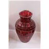 Image 6 : Chicken Art (11.25" diameter), (12) Woven Dantie Trays, Mosaic Glass Vase (Red), Candle Stick Base w