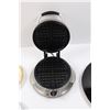 Image 5 : Cuisinart Waffle Iron (working), (4) Large (13") Gold Plastic Plates & (2) 8" Glass Plates (Gold/Sil