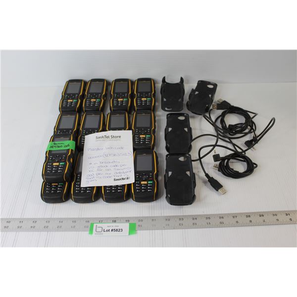 (12) Sonim XP5560 Cell Phones, (4) Phone Holders, Charging Cables