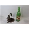Image 2 : Homemade "Barber" Sculpture, 7-Up Bottle, Glass Sugar Bowl, Tin Box, Stapler, etc.