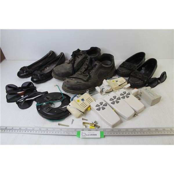 Men's Shoes (size 9) - Ladies Shoes (size 7 & size 9) - (3) Pairs of Sunglasses - Light Controllers