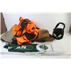 Image 1 : Saskatchewan Grey Cup 2022 Scarf - Black Cat Basket - Leather Hat Stained - (3) Sask Milk Backpacks 