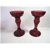 Image 5 : Embossed Metal Wall Art, Glass Pedestal Bowl,(2) Cranberry Glass Candle Holders