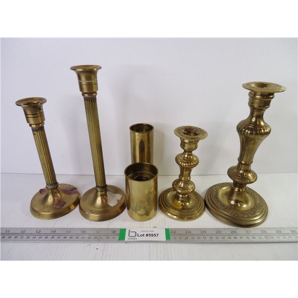 (6) Brass Candle Holders