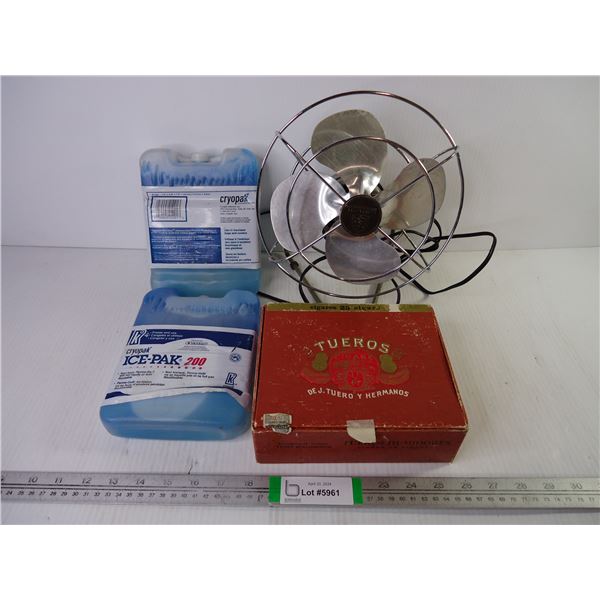 Torcan Fan (works),Cigar Box and (2) Cryopak Ice Packs