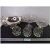 Image 1 : (5) Assorted Pieces of glassware and (1) Silver Plated Bowl