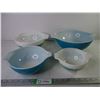 Image 1 : Set of (4) Pyrex Horizon Blue Bowls-very nice condition