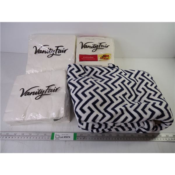 (3) Pkgs. of Premium Napkins and Plush Blanket