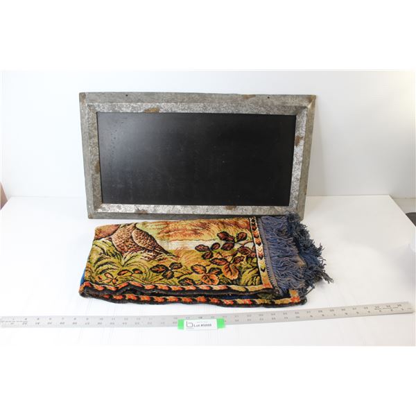 Area Rug - Pheasants - 19" x 38"; Galvanized Tin Picture Frame