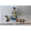 Image 1 : Mustache Cup, Ceramic Scrub Brush Holder Woman, (3) Egg Cups