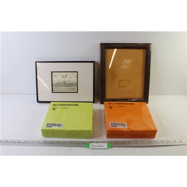 Small Framed Print - Frame w/Glass (10" x 12") (2) Packs of Paper Napkins