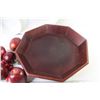 Image 3 : Wooden Tray w/Plastic Apples & Cherries - Plastic Snack Dish