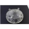Image 3 : Pinwheel Crystal Footed Candy Dish - Glass Footed Dish w/Metal Trim