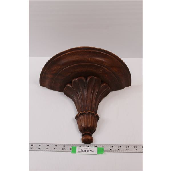 Wall Mounted Wooden Pedestal Shelf - Made in Thailand (Has a Crack)