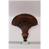 Image 1 : Wall Mounted Wooden Pedestal Shelf - Made in Thailand (Has a Crack)