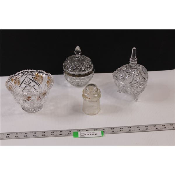 (5 pcs) Crystal Candy Dishes & Dominion - 9 Clear Glass Insulator