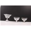 Image 2 : (3) Crystal Pedestal Dishes, (2) Blue Glass Pedestal Glasses & Clay Bowl