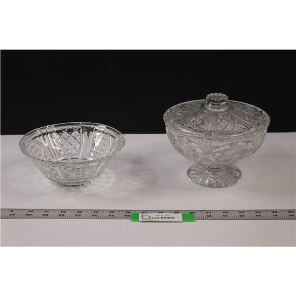 (2 pcs) Crystal Candy Dishes & (1) Lid