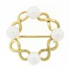 Image 1 : Vintage 14k Yellow Gold Alternating Infinity White Pearl Open Wreath Pin Brooch