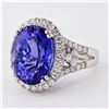 Image 2 : 13.17 ctw Tanzanite and 1.53 ctw Diamond Platinum Ring (GIA CERTIFIED)