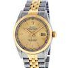 Image 2 : Rolex Mens 2 Tone Yellow Gold And Steel Champagne Tapestry Index 36MM Datejust W