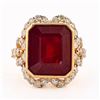 Image 1 : 13.77 ctw Ruby and 1.47 ctw Diamond 14K Yellow Gold Ring