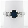 Image 1 : New 14K Gold 1.53 ctw Oval Sapphire Round Diamond 3 Three Stone Engagement Ring