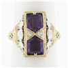 Image 1 : 14K Two Tone Gold 1.80 ctw Amethyst Diamond Filigree Milgrain Etched Cocktail Ri