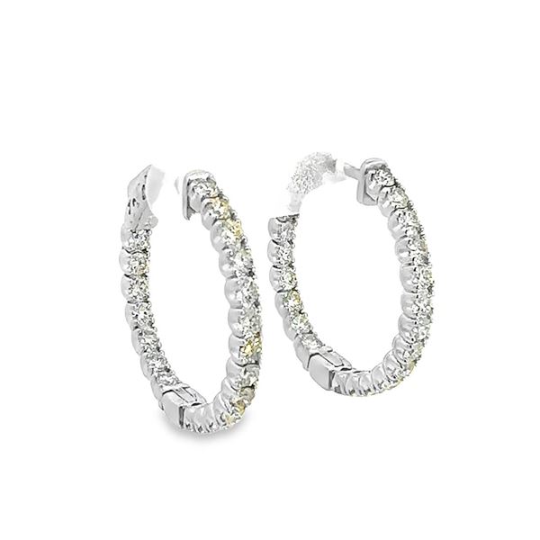 2.44 ctw Diamond Hoop Earrings - 14KT White Gold