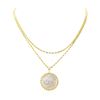 Image 1 : Mother of Pearl Coin Pendant & Chain - 14KT Yellow Gold