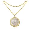 Image 2 : Mother of Pearl Coin Pendant & Chain - 14KT Yellow Gold