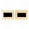 Image 1 : Large Vintage 14k Yellow Gold Flat Rectangular Black Onyx Florentine Cuff Links