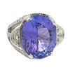 Image 2 : 16.38 ctw Tanzanite and 3.30 ctw Diamond Ring - Platinum