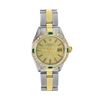 Image 2 : Rolex Ladies 2Tone 18K Yellow Gold Diamond And Emerald Bezel Date Watch With Rol