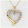 Image 2 : 10k Yellow Gold 16" .60 ctw Round Prong Set Diamond Open Heart Pendant Necklace