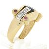 Image 8 : 14K TT Gold.92 ctw Oval Sapphire Solitaire Diamond Ruby Sideways Scroll Band Rin