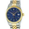 Image 2 : Rolex Mens 2T Yellow Gold And Steel Blue Index Fluted Bezel Datejust Wristwatch