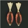 Image 2 : 18k Gold 10.0 ctw Marquise Cut Fine Orange Citrine & Diamond Drop Dangle Earring