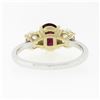 Image 8 : New 18k Gold GIA FINE Vivid Red Oval Ruby & Diamond Three Stone Engagement Ring