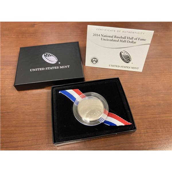 2014-S National Baseball Hall of Fame Proof Half-Dollar w/COA