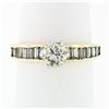 Image 1 : 14k Gold 1.41 ctw Round Diamond Solitaire Channel Baguette Promise Engagement Ri