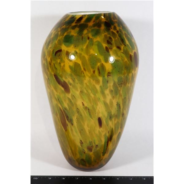 ROUGHLY 12 INCH TALL ART GLASS HEAVY VASE