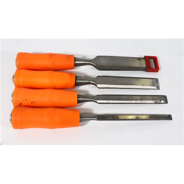 X4 CHISELS INC SIZES MARKED: 1/2", 1", 1/4", 3/4"