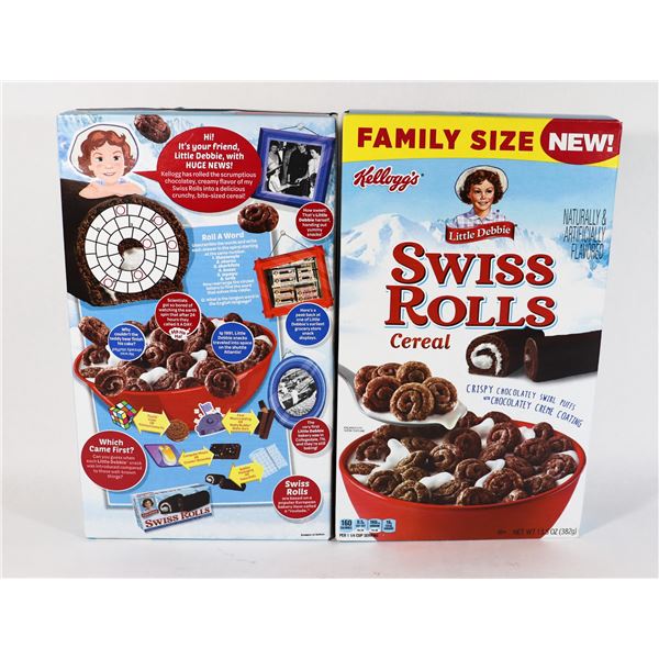 TWO BOXES LITTLE DEBBIE SWISS ROLLS CEREAL 382g