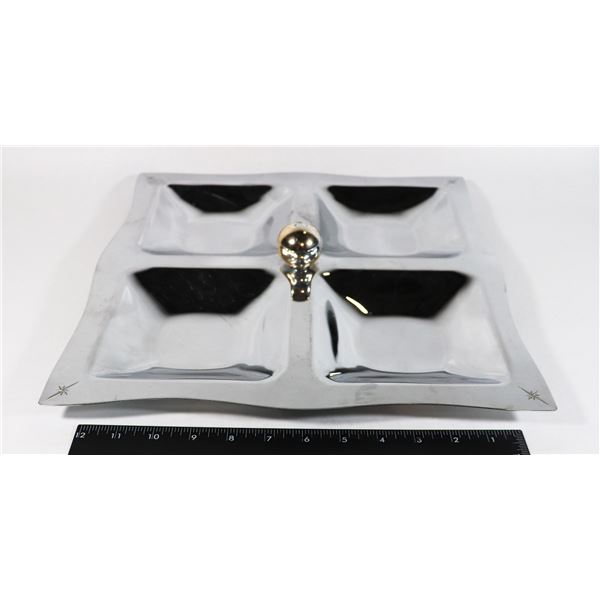 LARGE VINTAGE METAL TRAY WITH 4 SECTIONS